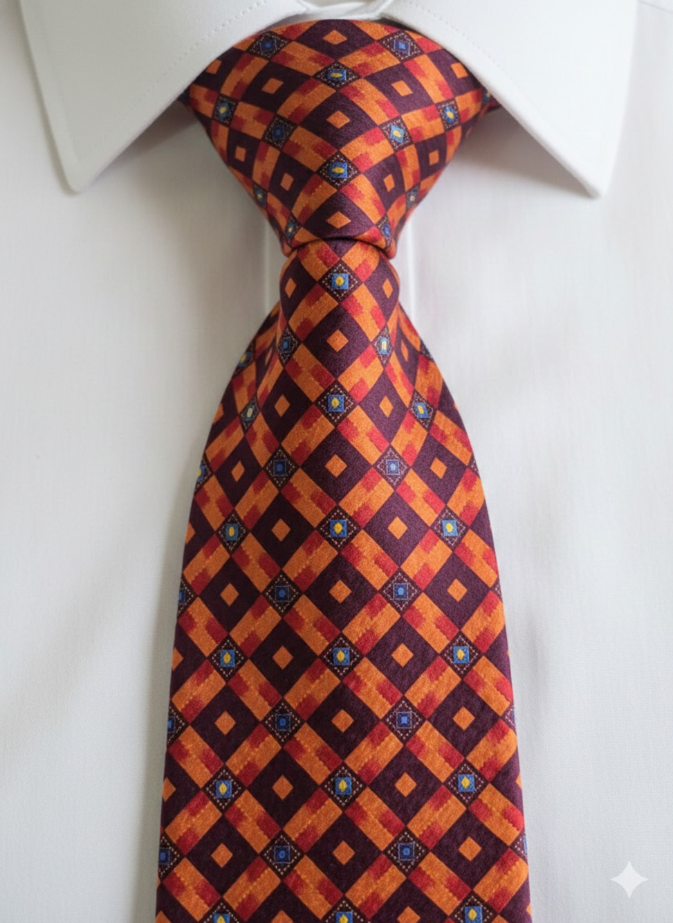 Hugo Boss orange geometric silk tie - 56"